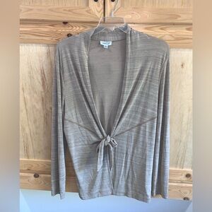 Coldwater Creek earth tone minimalist tie front travelers style sweater bolero L